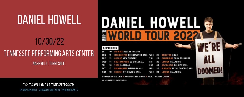 Daniel Howell at Tennessee Performing Arts Center tickets Daniel Howell at Tennessee Performing Arts Center
